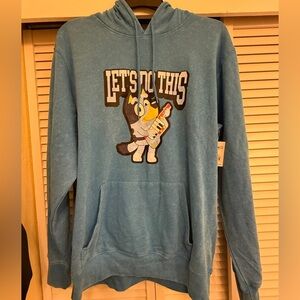 Let’s Do This- Men L Graphic Hoodie Sweatshirt Bluey & Friends Cartoon Print New